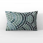 Plutus Sea Whisper Abstract Green Navy Velvet Luxury Throw Pillow-2