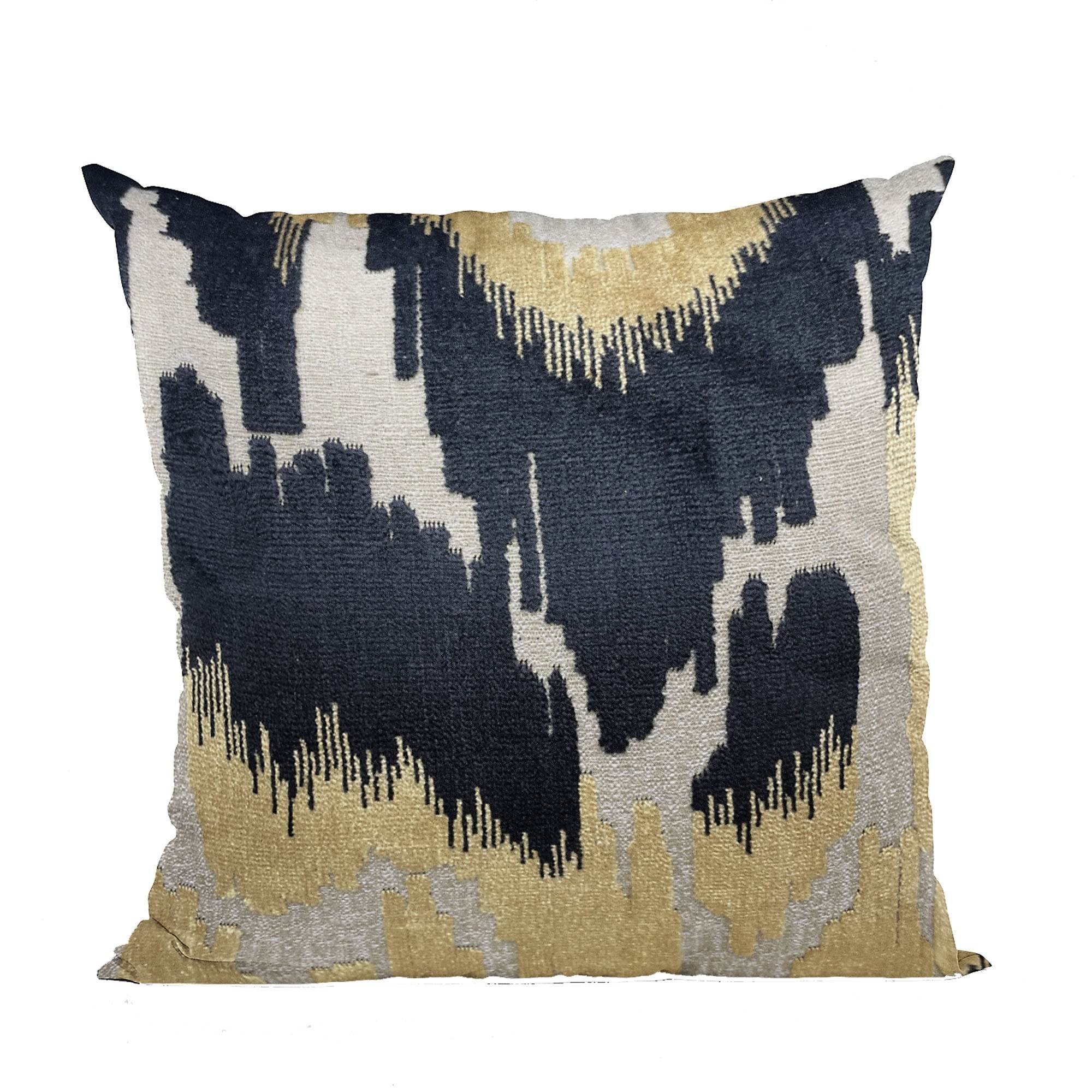 Plutus Velvet Glamour Black, Gold, Cream Handmade Luxury Pillow-0