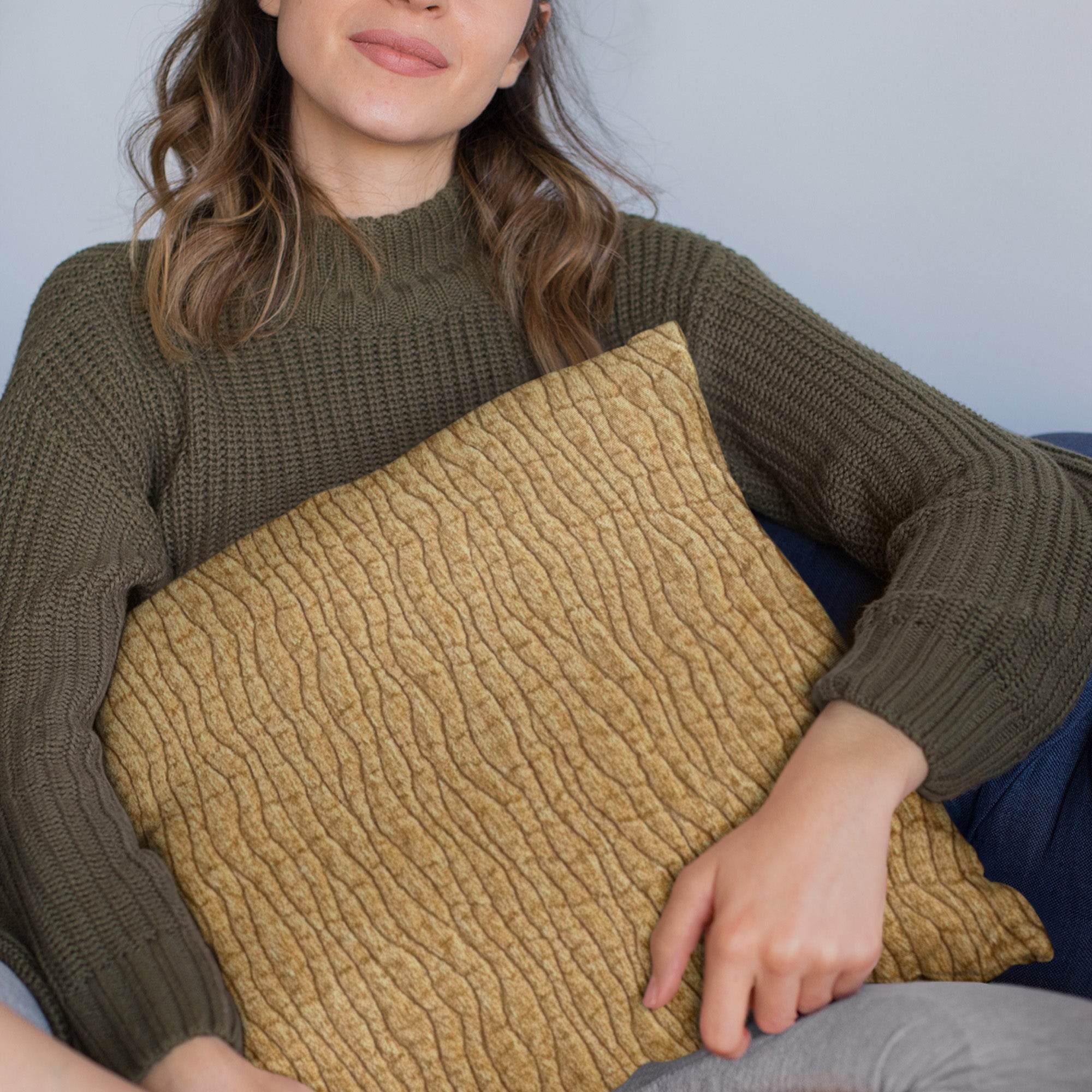Plutus Yellow Desert Lines Luxury Throw Pillow-3