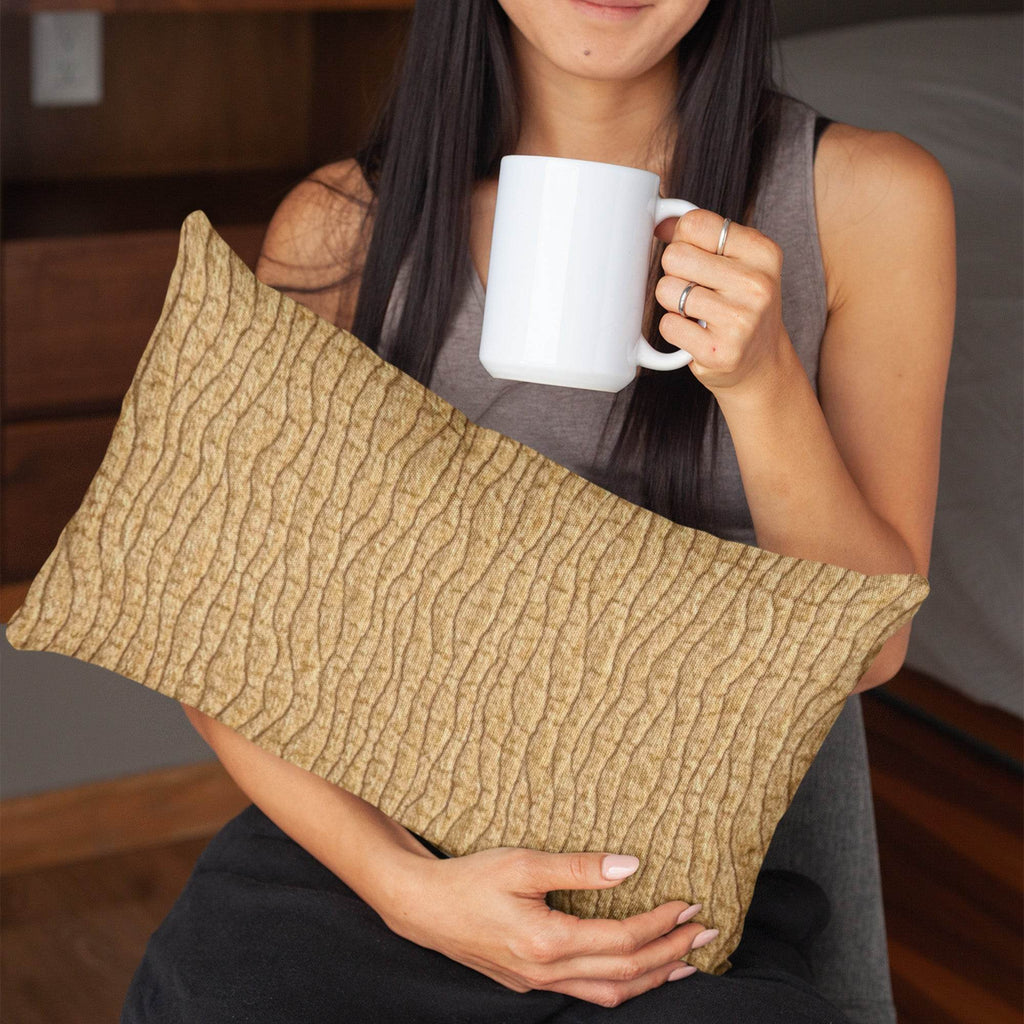 Plutus Yellow Desert Lines Luxury Throw Pillow-4