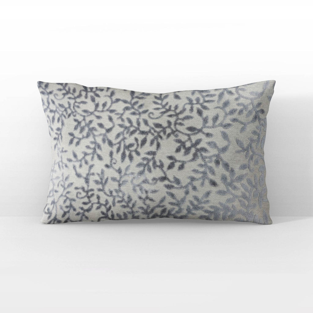 Plutus Grey Silver Whispering Vines Floral Luxury Throw Pillow-2