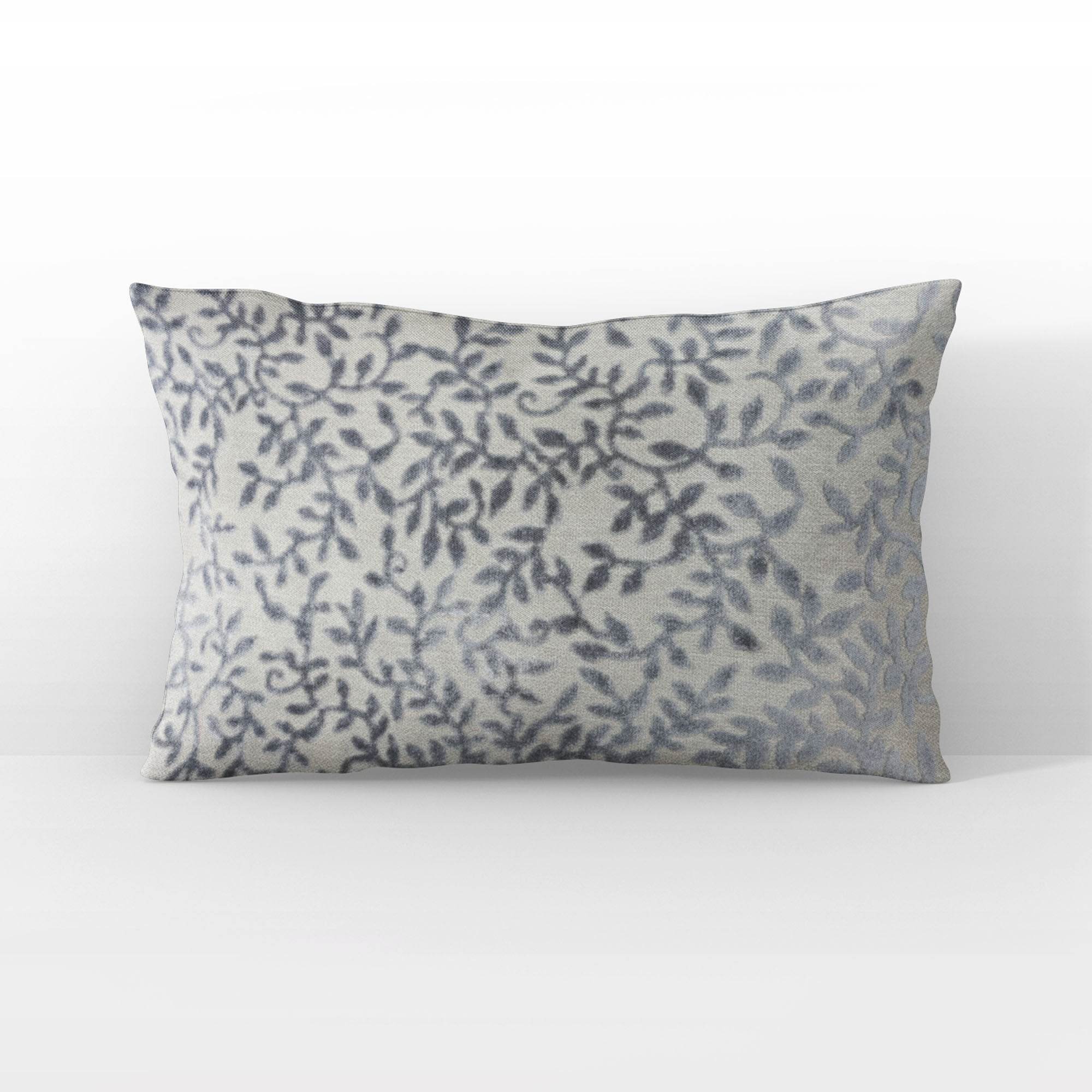 Plutus Grey Silver Whispering Vines Floral Luxury Throw Pillow-2