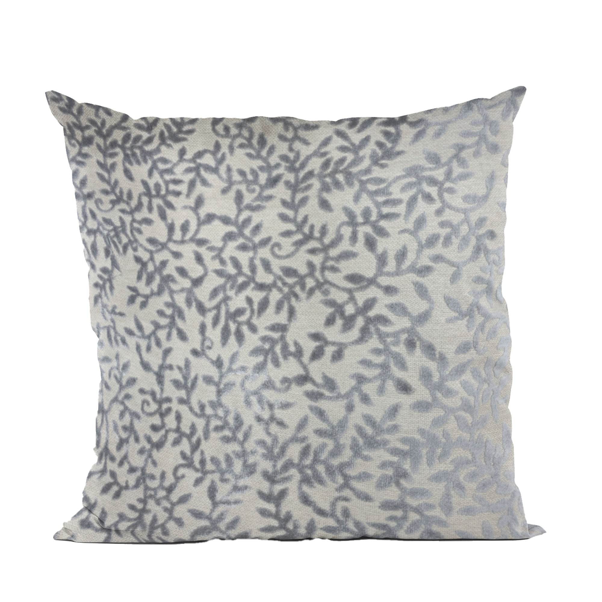 Plutus Grey Silver Whispering Vines Floral Luxury Throw Pillow-1