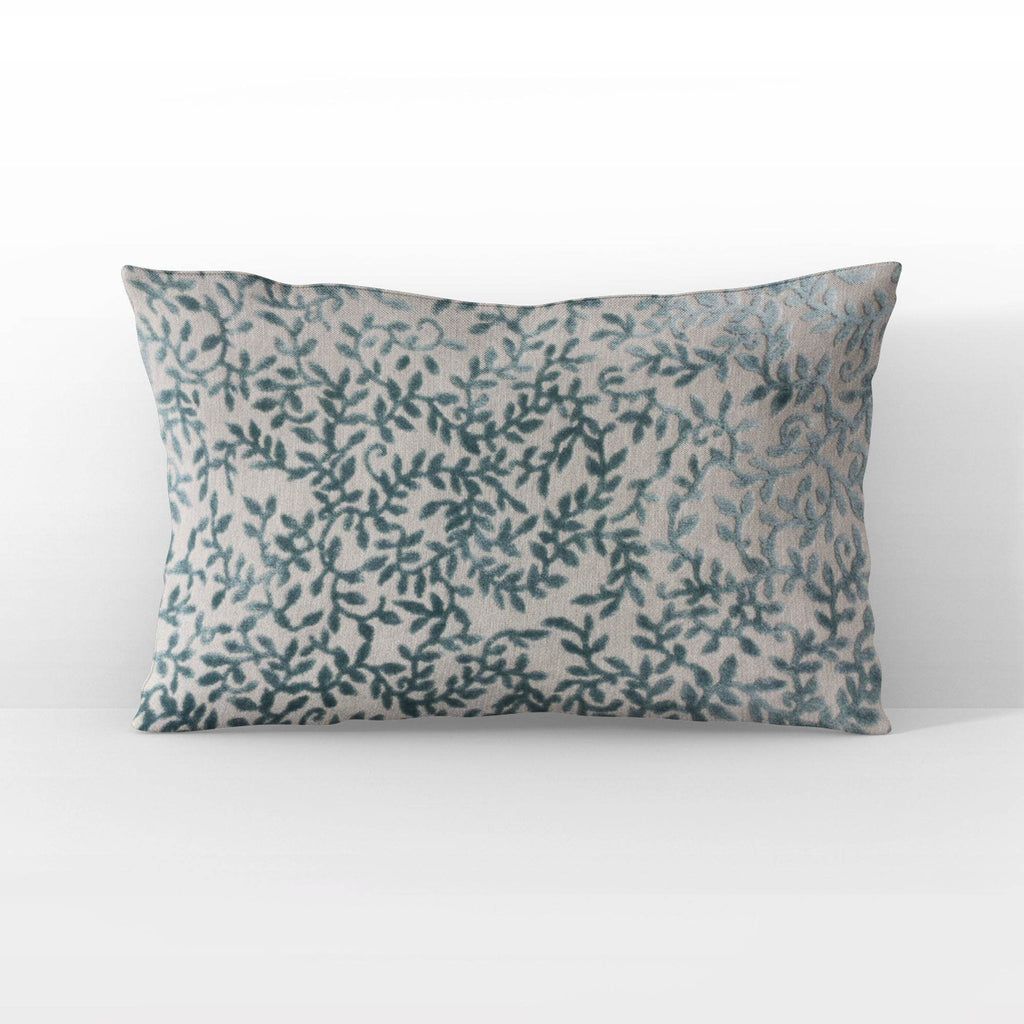 Plutus Teal Whispering Vines Floral Luxury Throw Pillow-1