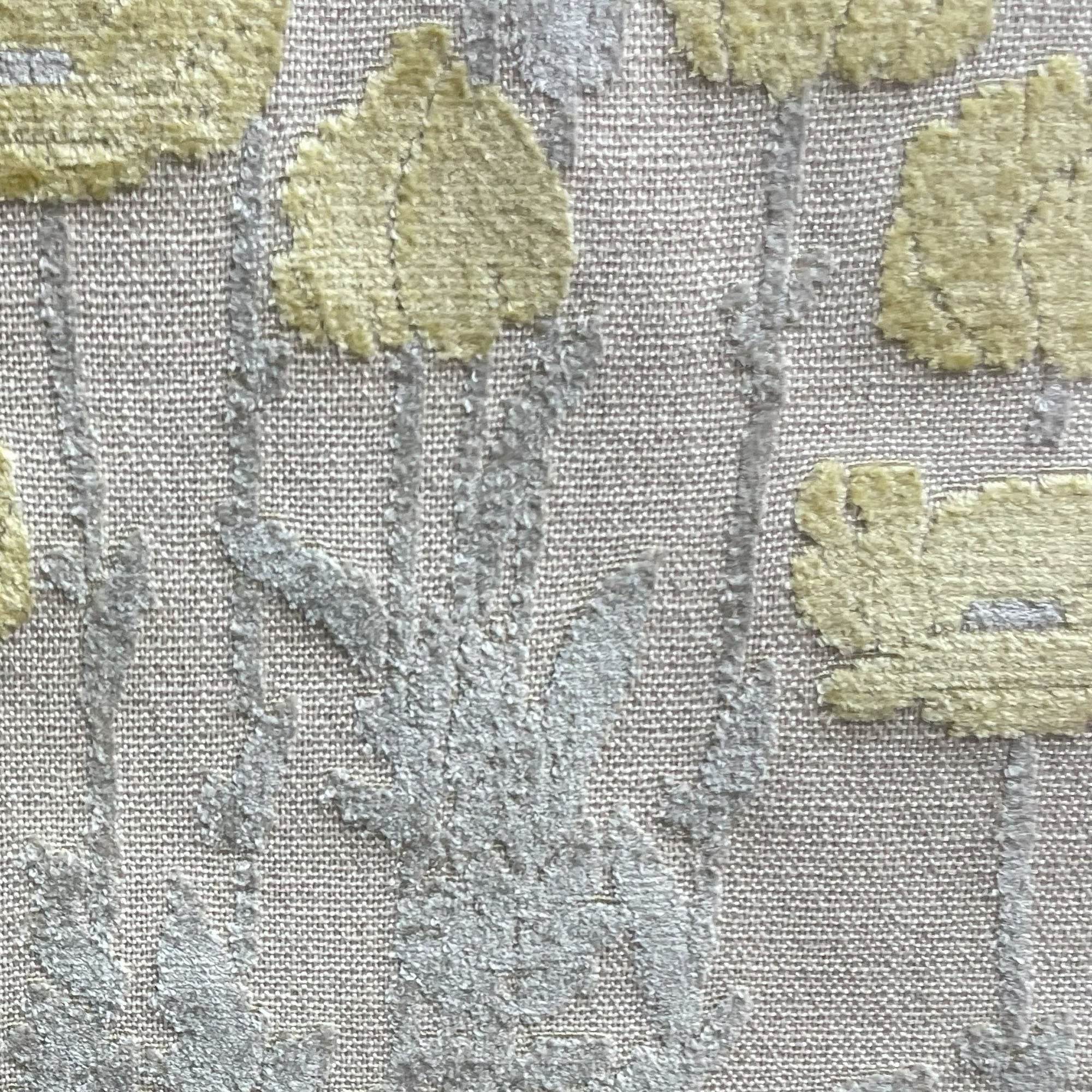 Plutus Enchanted Rose Floral Yellow Gray Velvet Luxury Throw Pillow-3