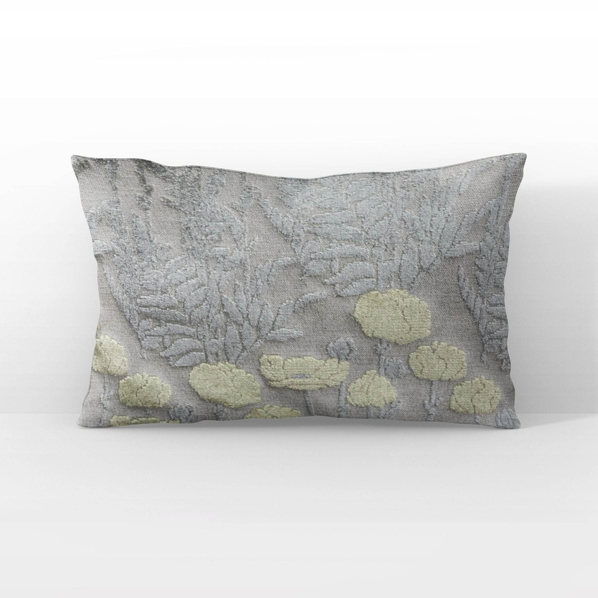 Plutus Enchanted Rose Floral Yellow Gray Velvet Luxury Throw Pillow-2