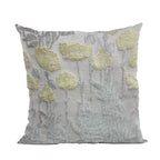 Plutus Enchanted Rose Floral Yellow Gray Velvet Luxury Throw Pillow-0