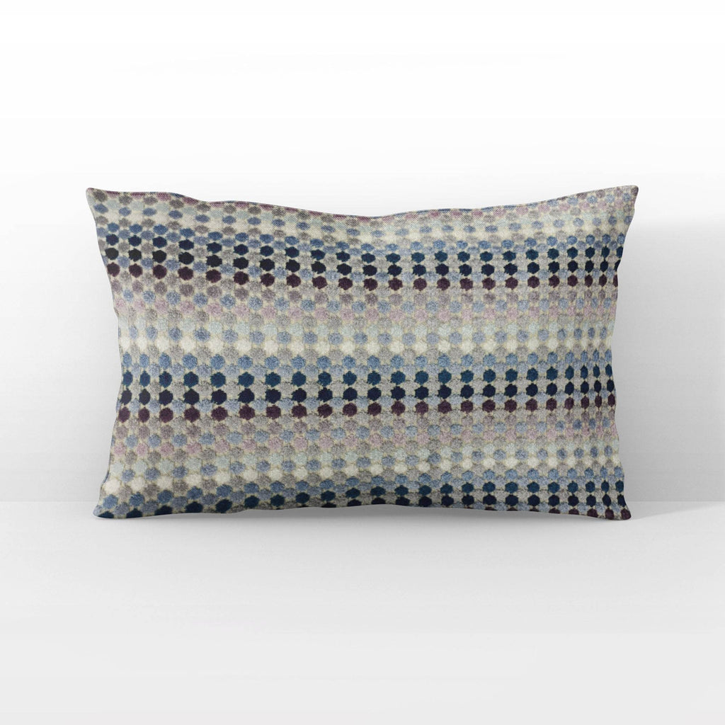 Plutus Grand Manor Stripe Gray Blue Purple Velvet Luxury Throw Pillow
