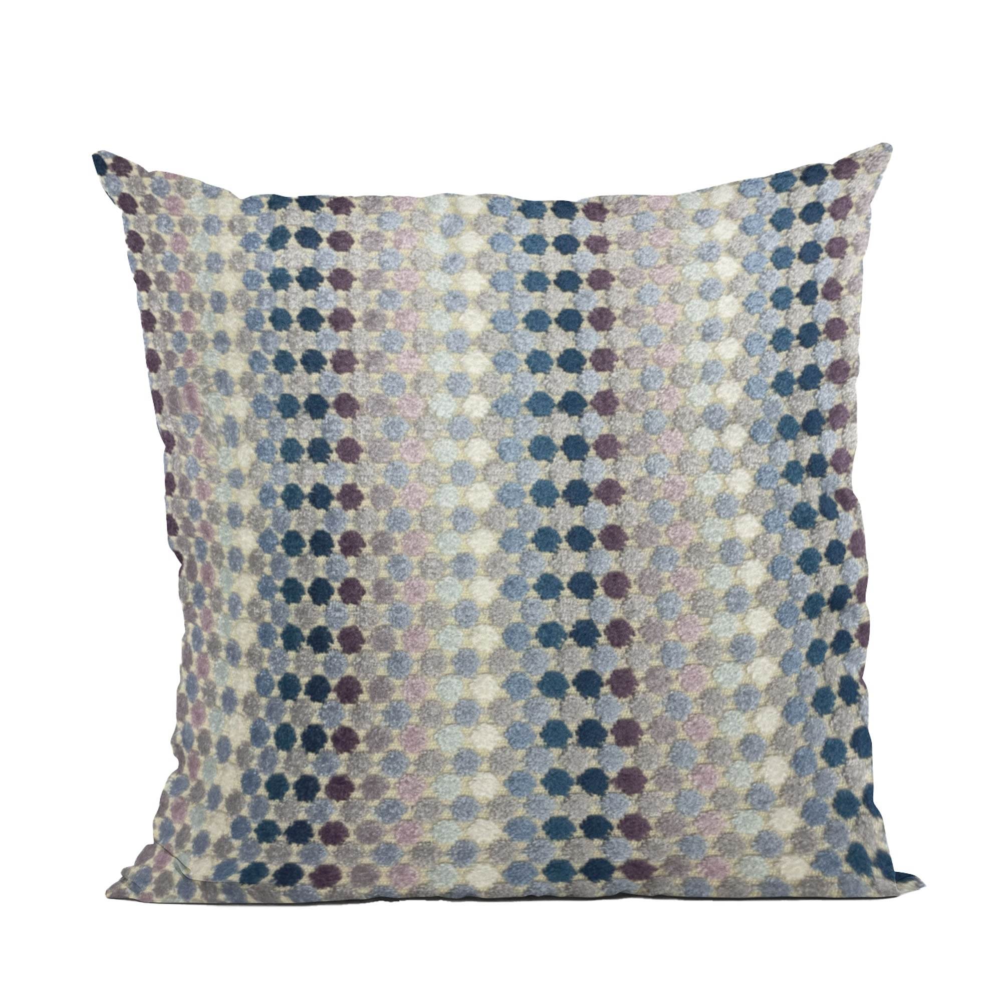 Plutus Grand Manor Stripe Gray Blue Purple Velvet Luxury Throw Pillow