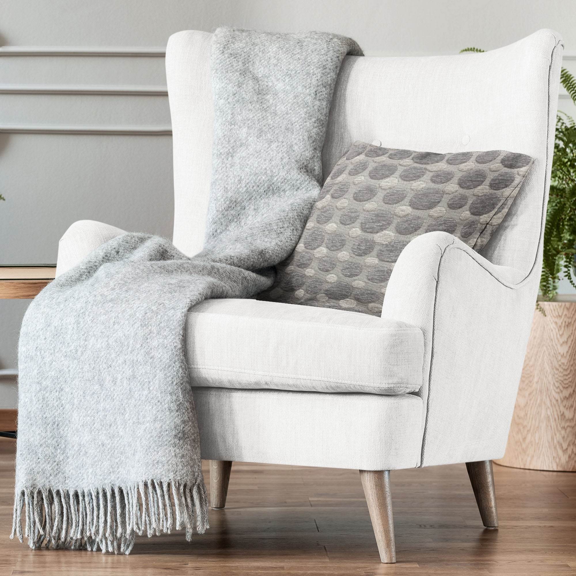 Plutus Majestic Orb Circle Gray Velvet Luxury Throw Pillow