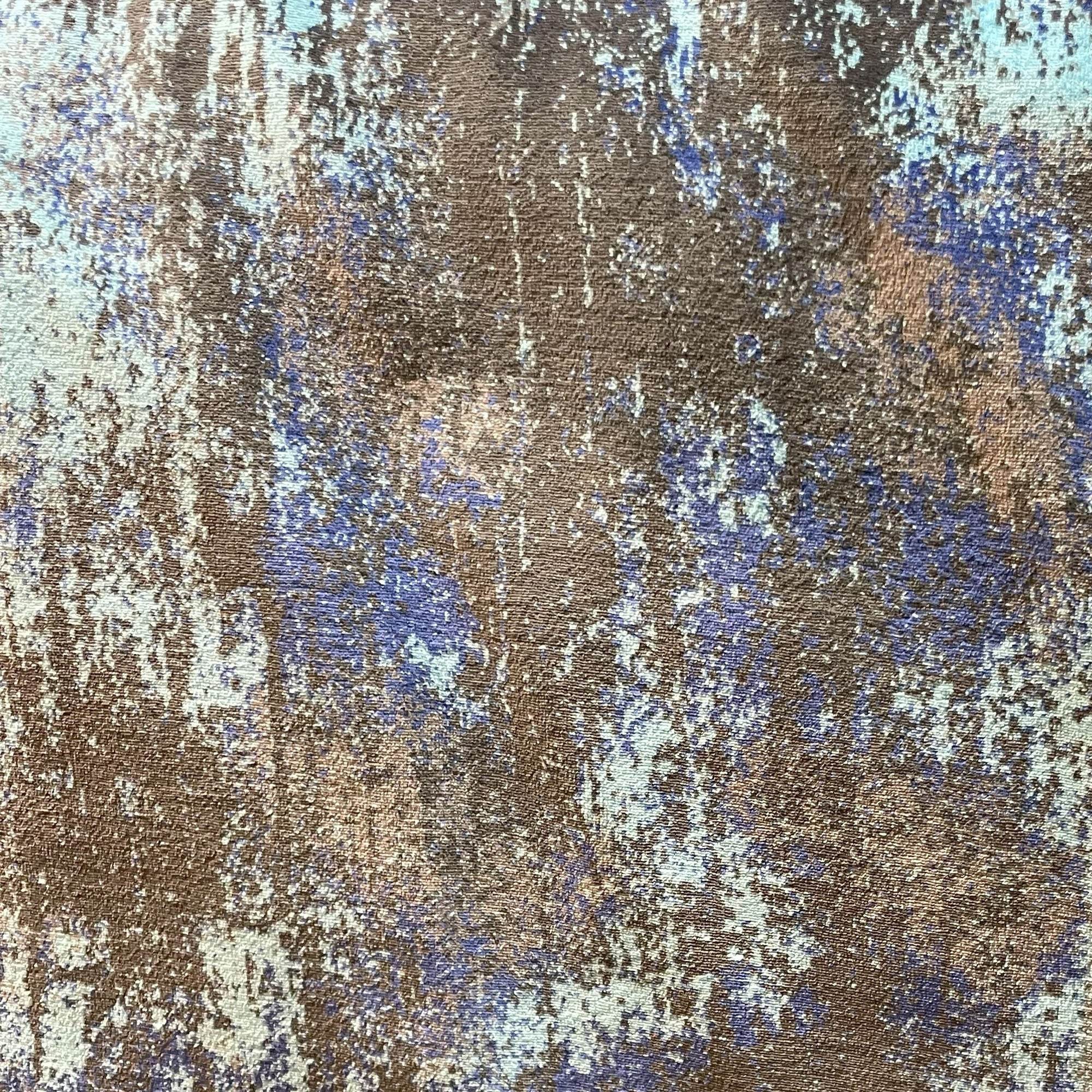 Plutus Weathered Texture iKat Brown Blue Velvet Luxury Throw Pillow-3