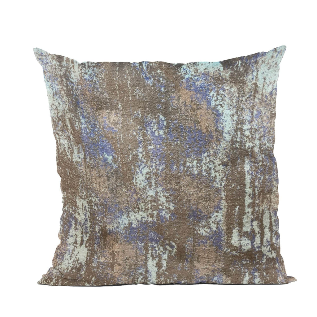 Plutus Weathered Texture iKat Brown Blue Velvet Luxury Throw Pillow-0