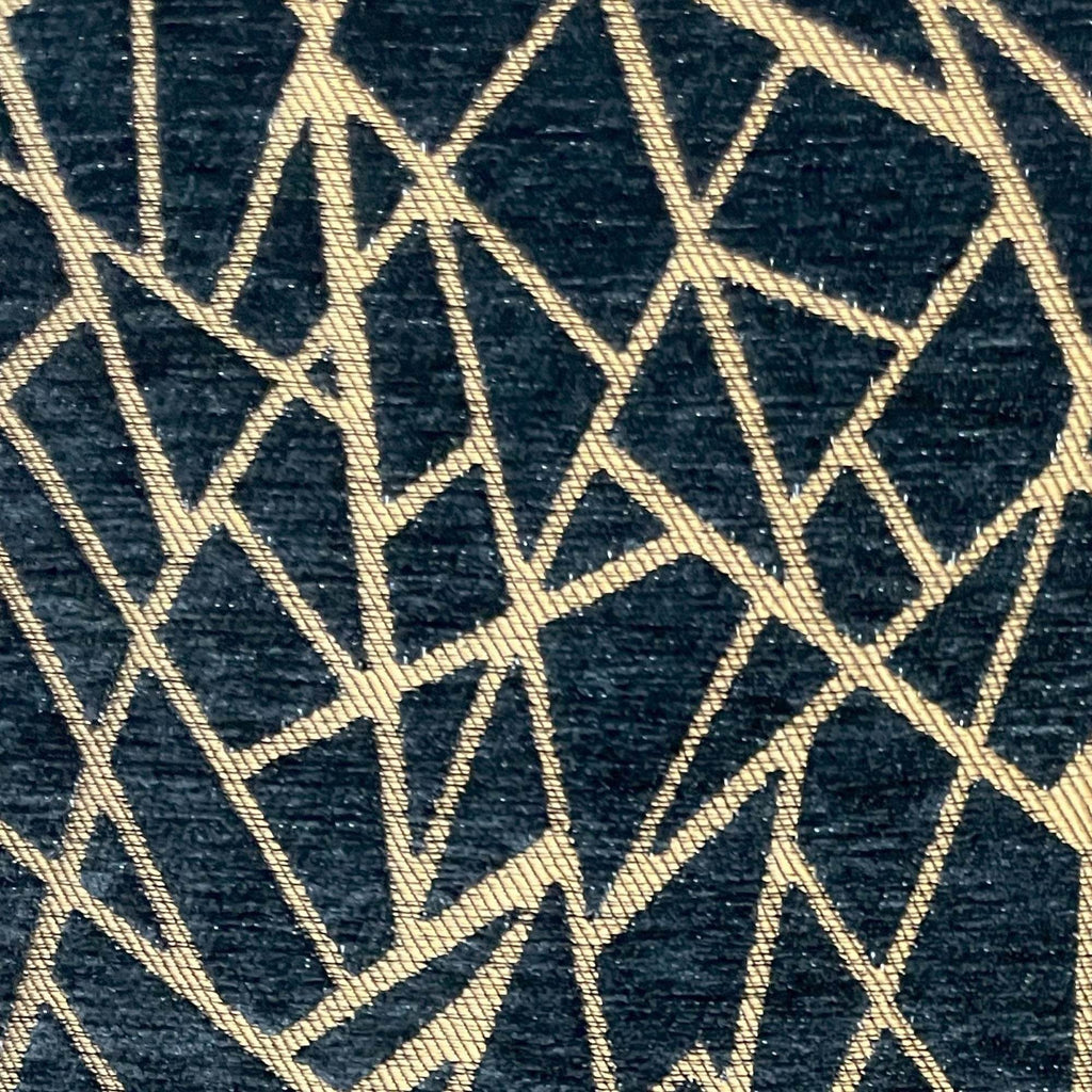 Plutus Shattered Prism Geometric Navy Gold Velvet Luxury Throw Pillow