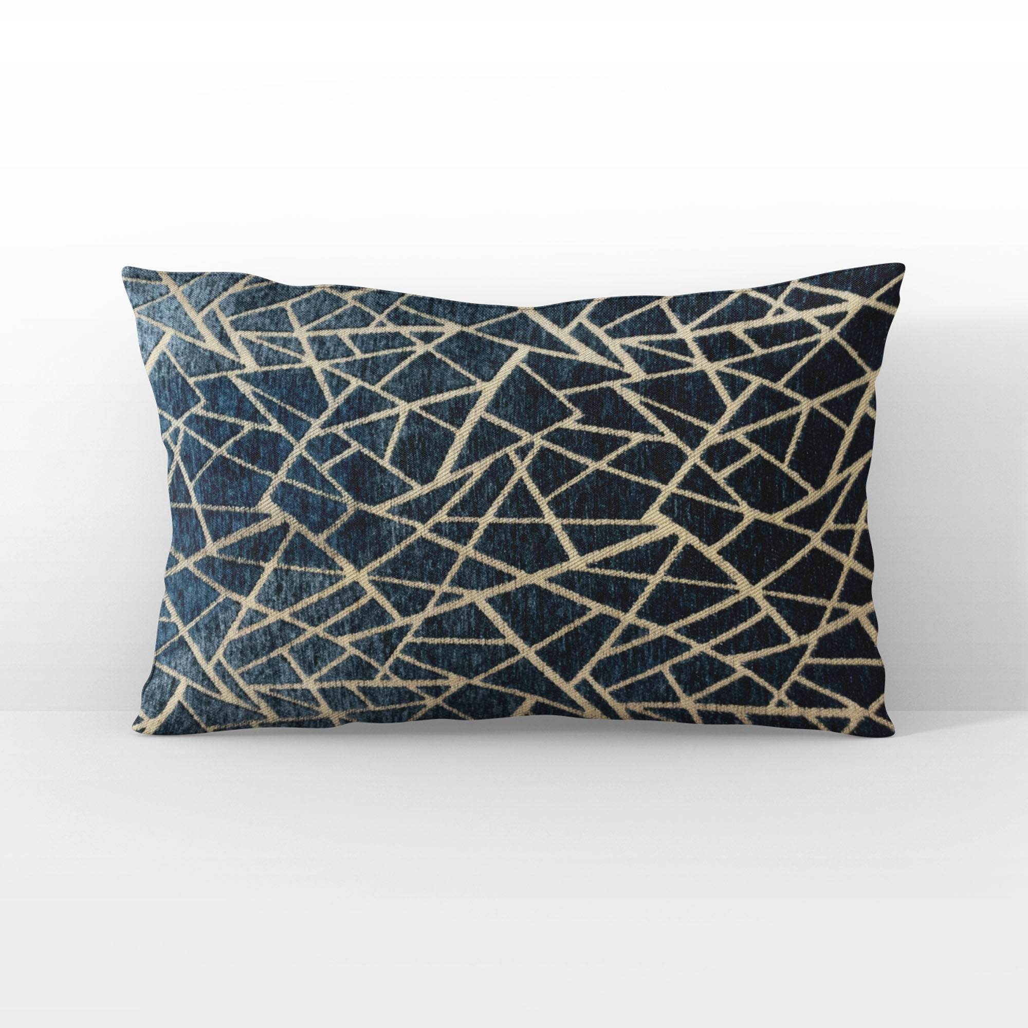 Plutus Shattered Prism Geometric Navy Gold Velvet Luxury Throw Pillow