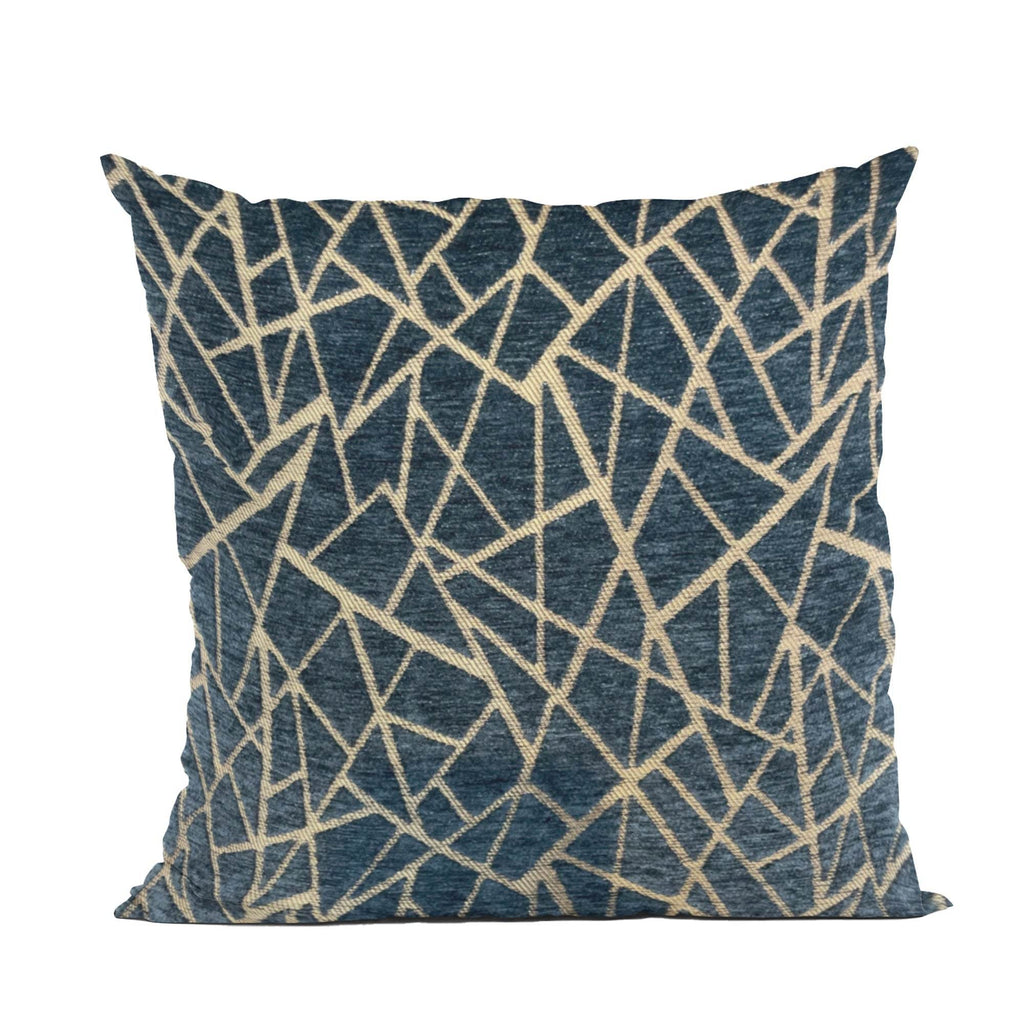Plutus Shattered Prism Geometric Navy Gold Velvet Luxury Throw Pillow