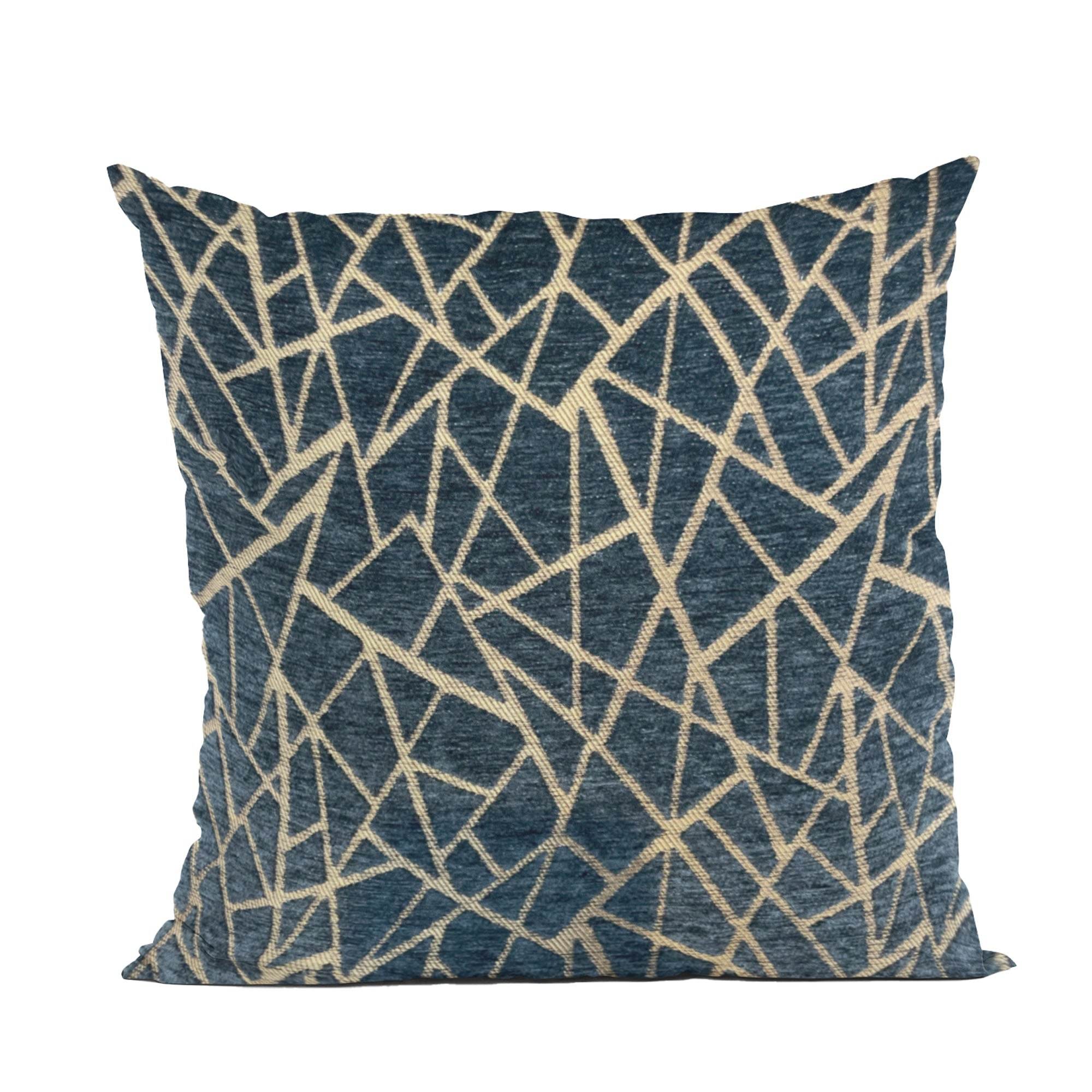 Plutus Shattered Prism Geometric Navy Gold Velvet Luxury Throw Pillow