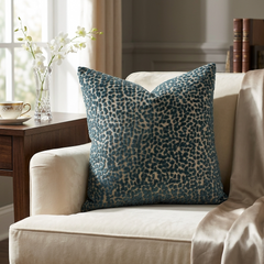Dusky Gem Blue and Silver Luxury Throw Pillow