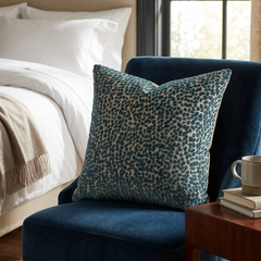 Dusky Gem Blue and Silver Luxury Throw Pillow