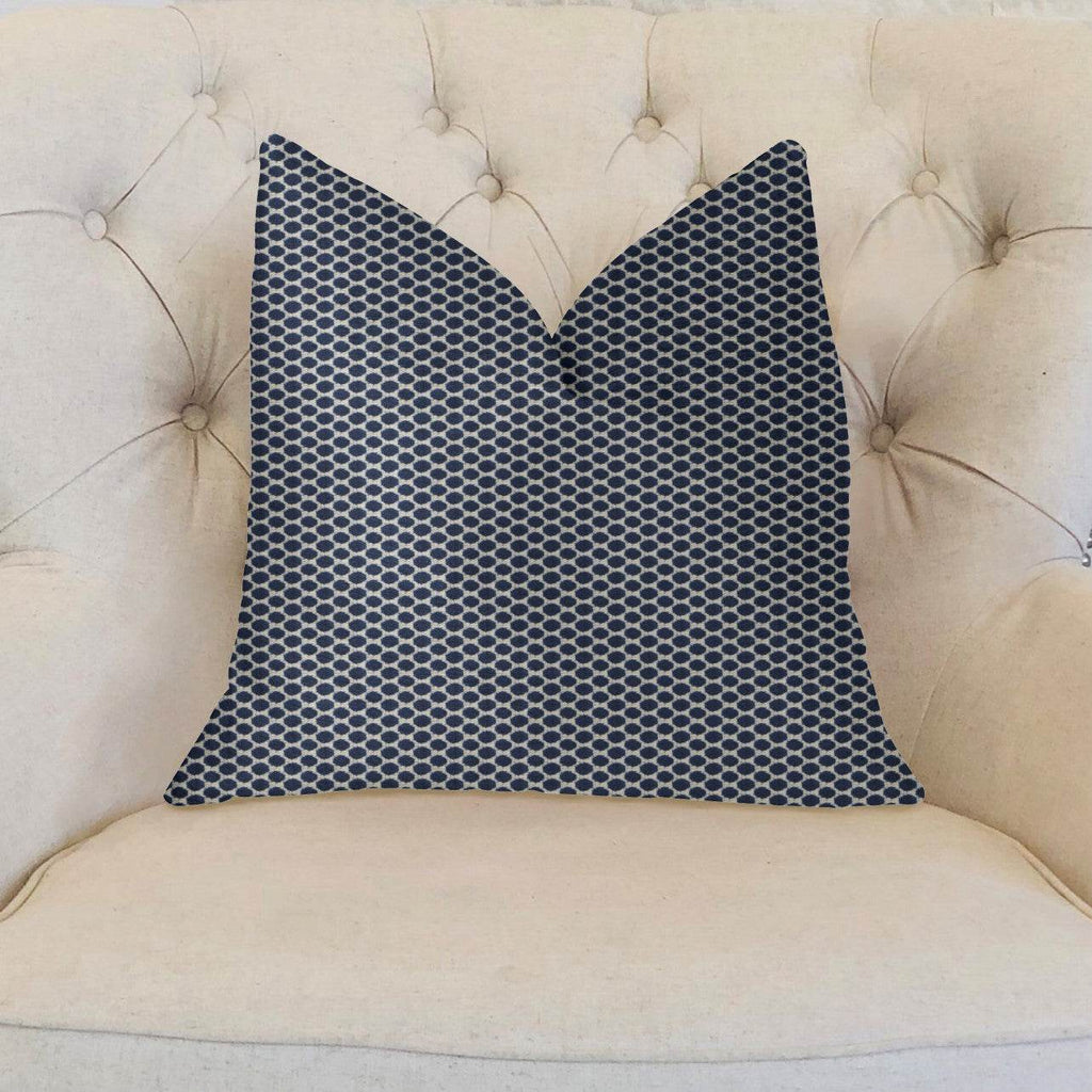 Blackwell Blue and Beige Luxury Throw Pillow-1