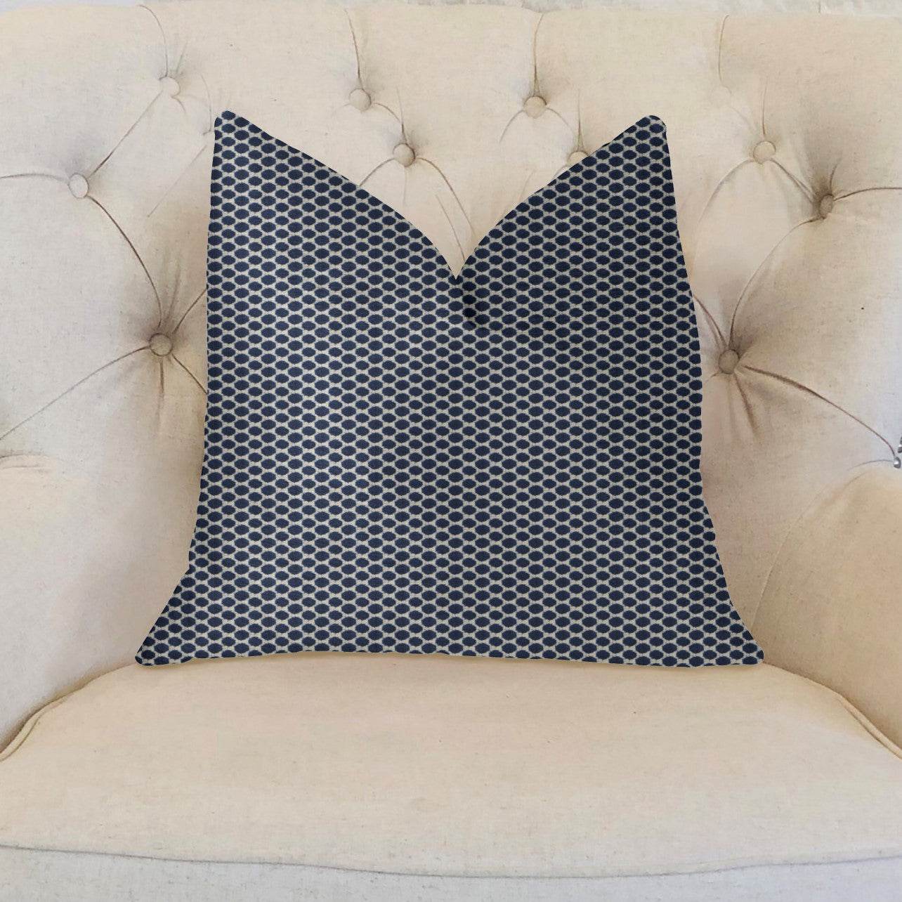 Blackwell Blue and Beige Luxury Throw Pillow-1