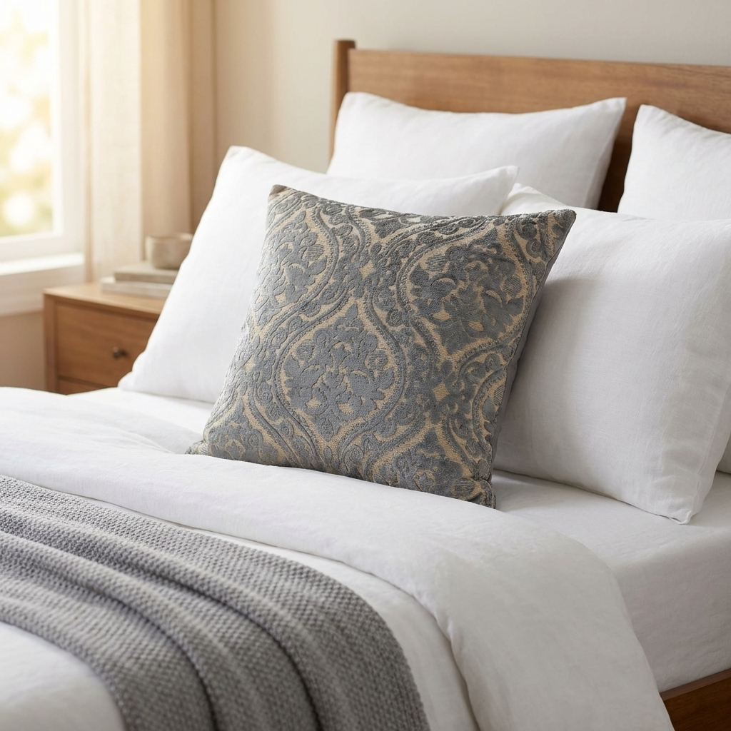 Tulip Zen Green Taupe Luxury Throw Pillow-4