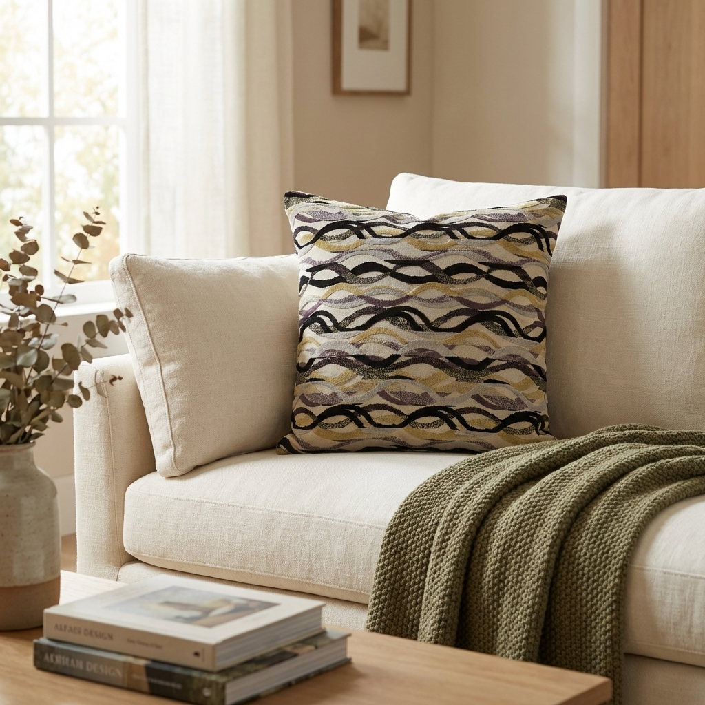 Misty Belvedere Luxury Throw Pillow in Brown and Black Tones-0