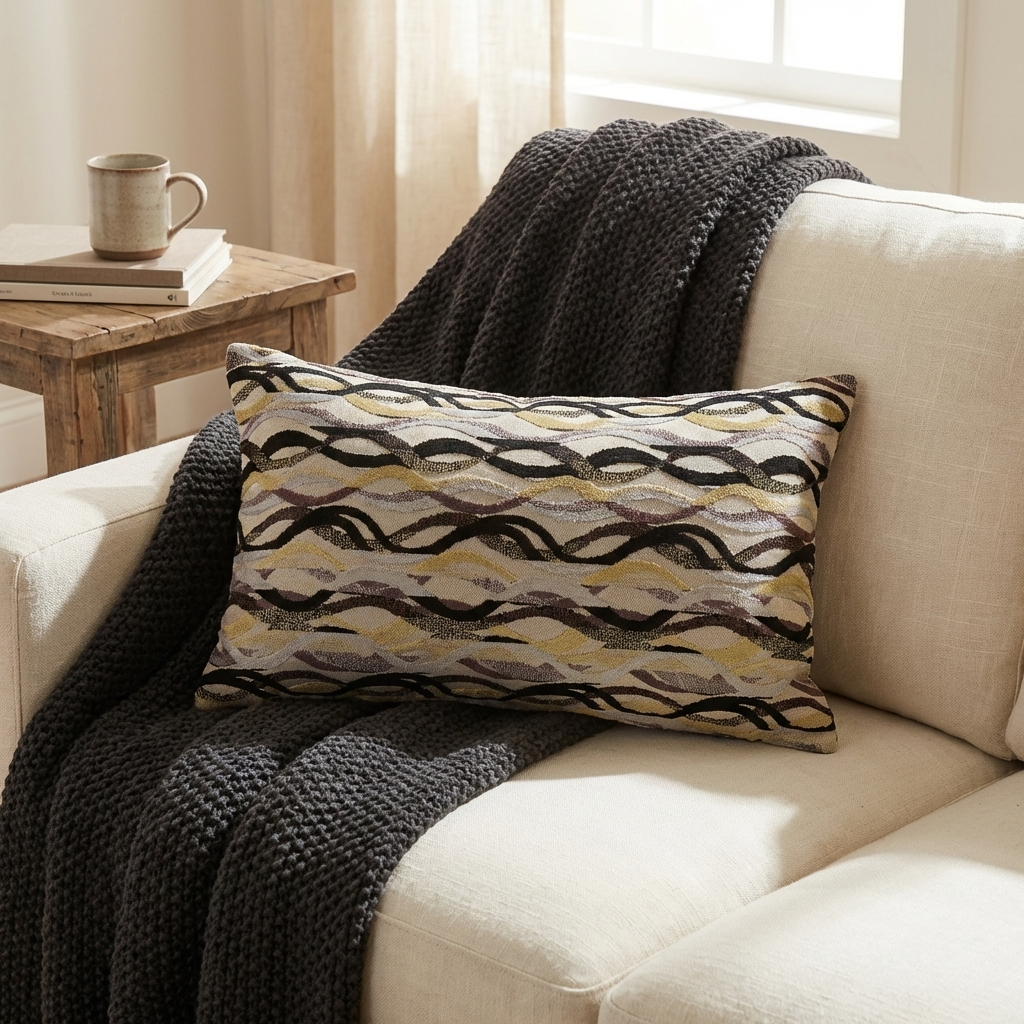 Misty Belvedere Luxury Throw Pillow in Brown and Black Tones-3