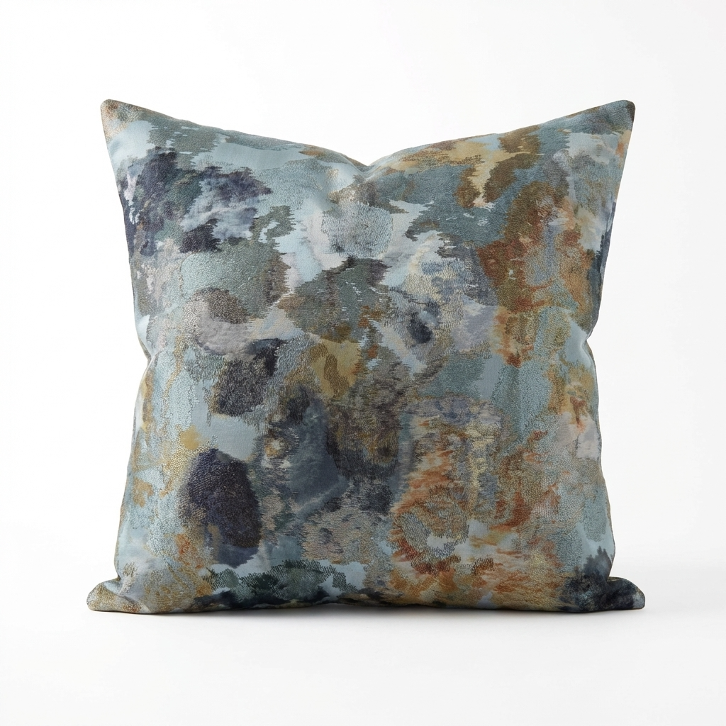 Icy Blue Wildflower Luxury Throw Pillow