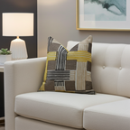 Hummingbird Isle Yellow, Beige and Gray Luxury Throw Pillow-3