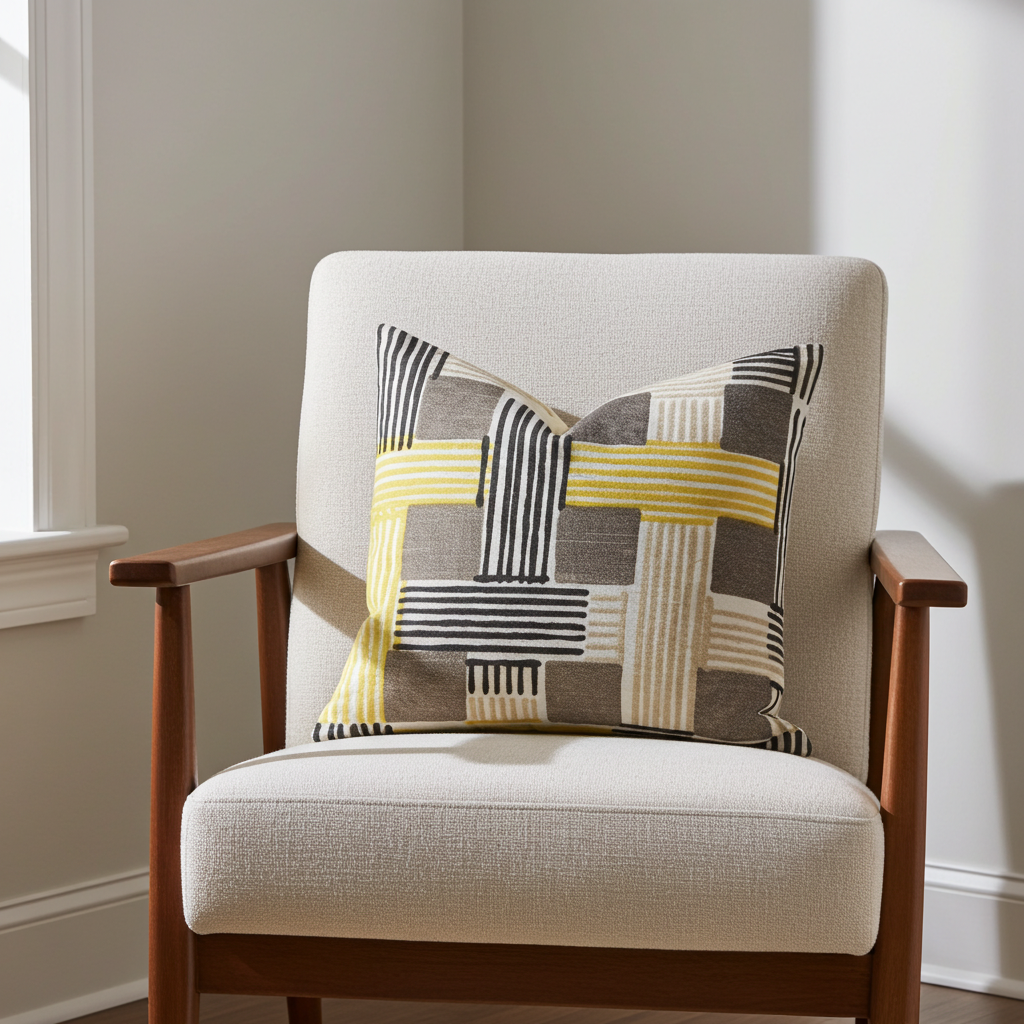 Hummingbird Isle Yellow, Beige and Gray Luxury Throw Pillow-0