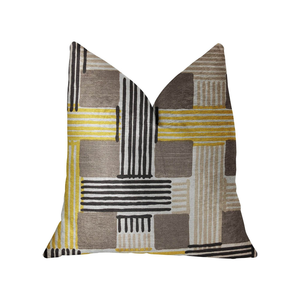 Hummingbird Isle Yellow, Beige and Gray Luxury Throw Pillow-1