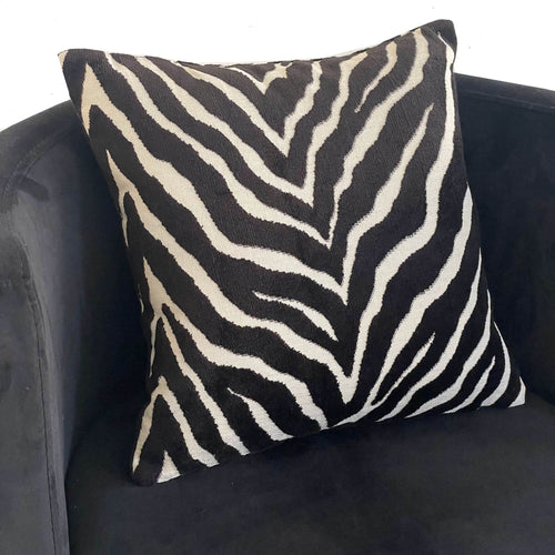 Black Zebra Black Animal Motif Luxury Throw Pillow-1