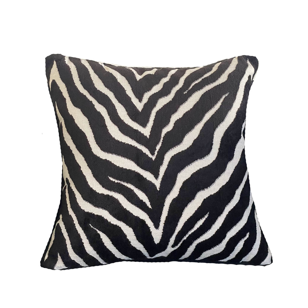 Black Zebra Black Animal Motif Luxury Throw Pillow-3