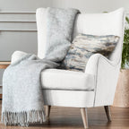 Skyline Breeze Blue Chevron Luxury Outdoor/Indoor Throw Pillow