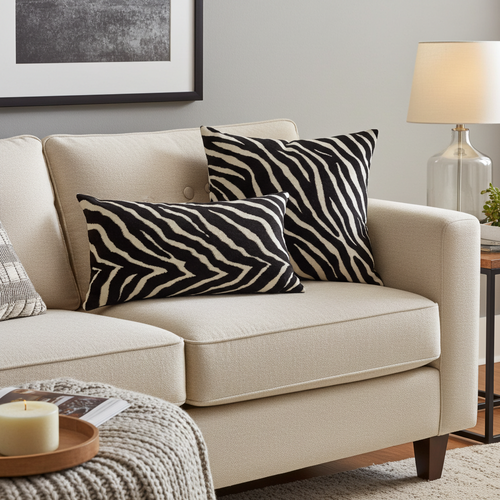 Black Zebra Black Animal Motif Luxury Throw Pillow-0