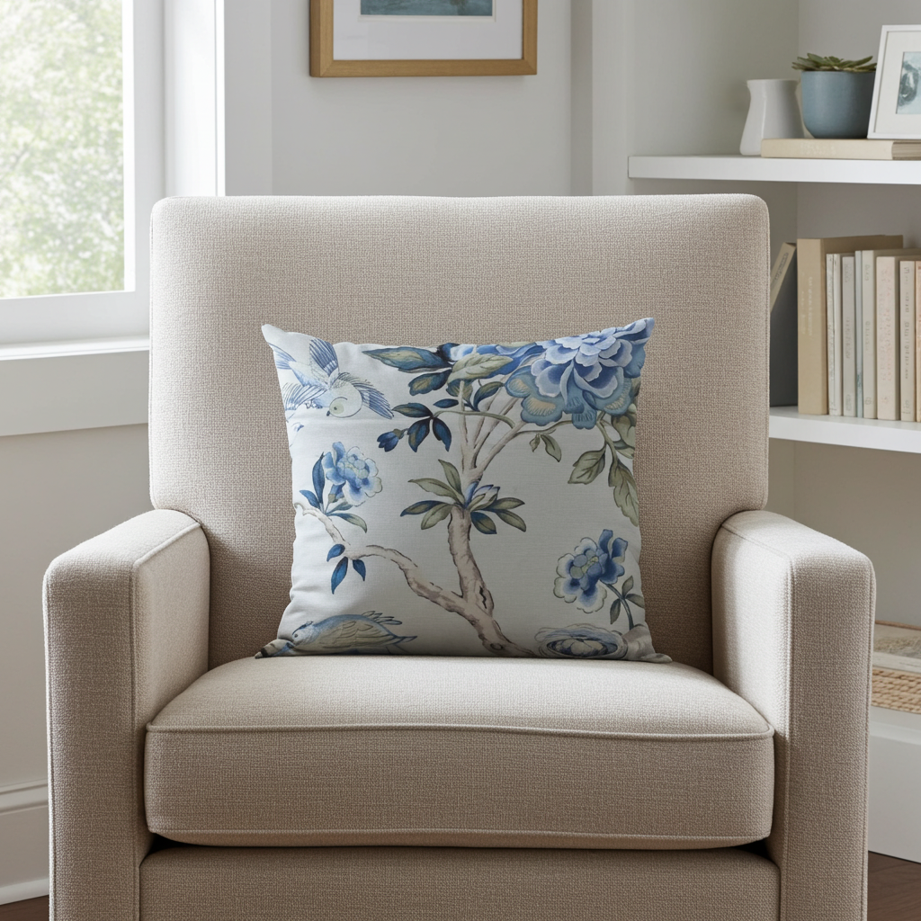 Elyssa Navy Brown and Cream Handmade Luxury Pillow-2