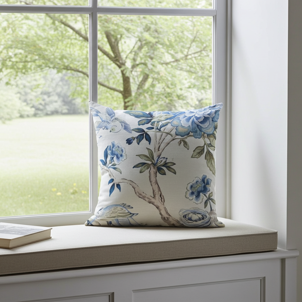 Elyssa Navy Brown and Cream Handmade Luxury Pillow-1