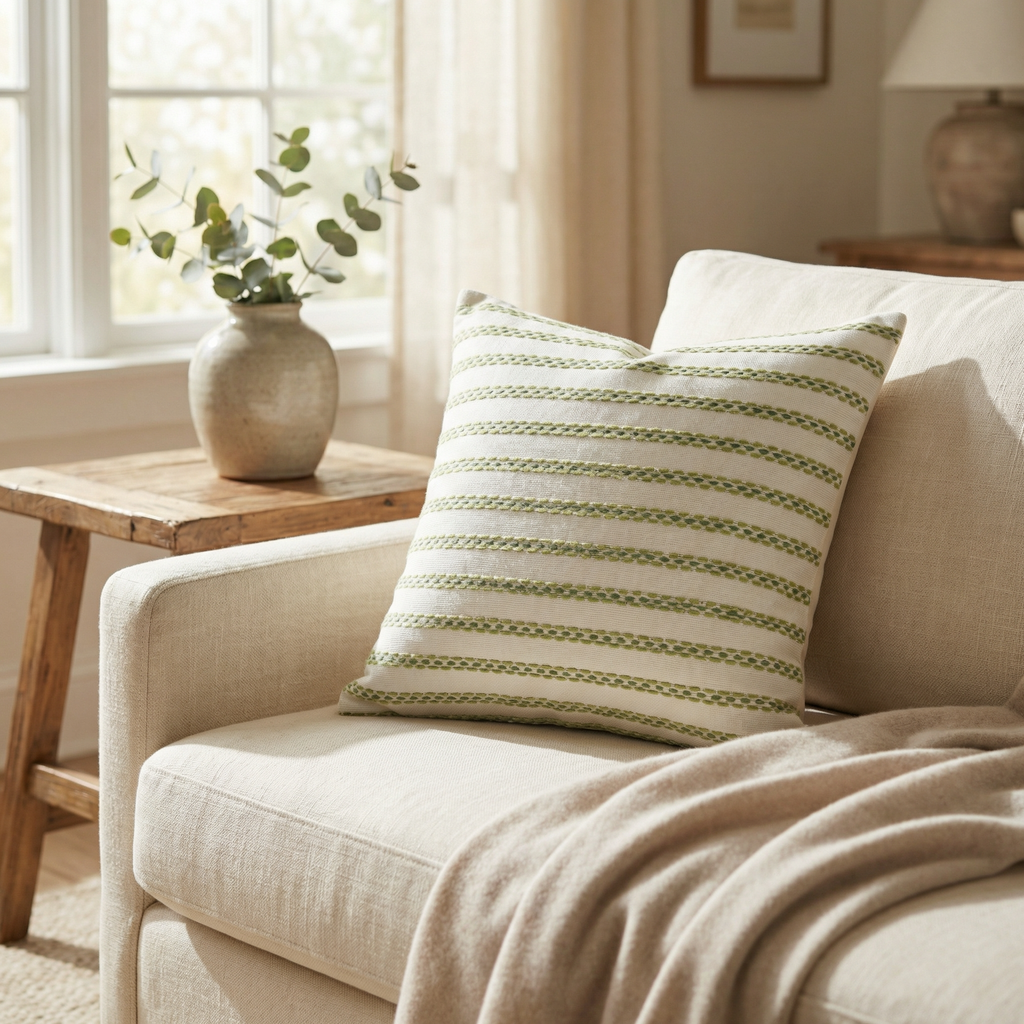 Swan Creek Cream and Gold Handmade Luxury Pillow