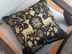 DaDa Bedding Magical Golden Reindeer Woven Tapestry Throw Pillow Covers 16" x 16"-4