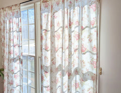 DaDa Bedding Set of 2-Pieces Hint of Mint Dainty Floral Pink Roses Cottage Sheer Window Panel Curtains (JHW3036)