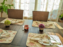 DaDa Bedding Set of 4-Pieces Hint of Mint Floral Cotton Dining Table Napkins 18" x 18" (3036)-3