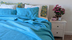 DaDa Bedding Gentle Wave Turquoise Teal Blue Lagoon Lightweight Quilted Bedspread Set (LH3000)-0
