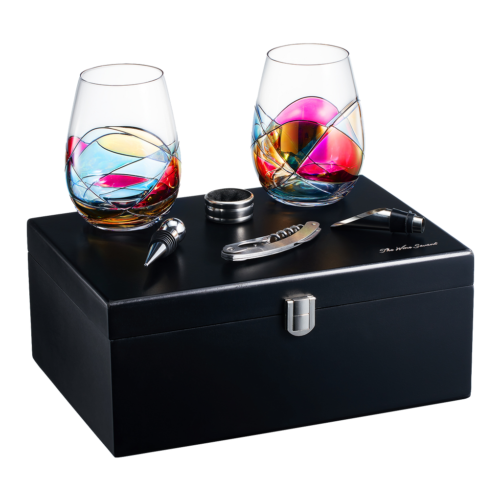 Painted STEMMLESS Wine Glass Box Set - 2 Glasses-0