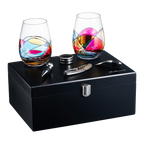 Painted STEMMLESS Wine Glass Box Set - 2 Glasses-0