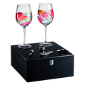 Painted STEMMED wine glass box set - 2 glasses