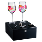 Painted STEMMED wine glass box set - 2 glasses