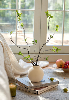 Minimalist Ribbed Ceramic Vase — Matte White Textured Collection-3