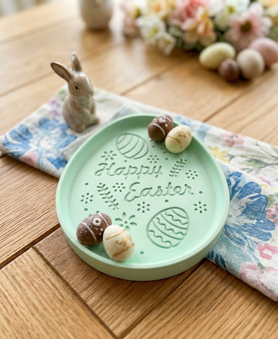 Floral Easter Egg Tray – Handcrafted Jesmonite-1