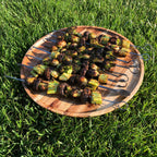 [ Set of 3 ] Zavis Green Acacia Wood Round Stackable Plate / Platter 14" | Dishwasher Safe-1