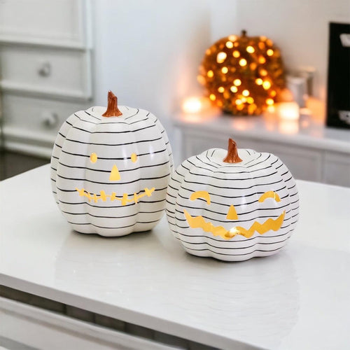 Black & White LED Ceramic Pumpkin-1